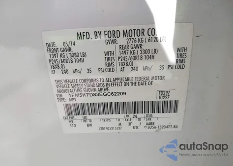 2014 Ford Explorer Xlt from USA, damaged, VIN 1FM5K7D83EGC62209